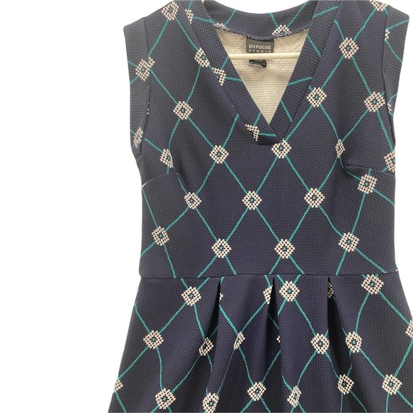 Enfocus Studio Womens Size 8 Blue Print Sleeveless Midi Pullover V Neck Dress - Picture 9 of 10